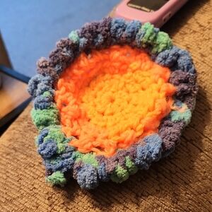 Handmade Crochet Coaster with Vibrant Colors